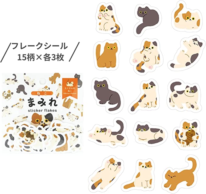 貼紙包｜WORLD CRAFT｜滿滿的動物系列貼紙包（45枚）【貓咪款】 - Geeky Geek Hong Kong