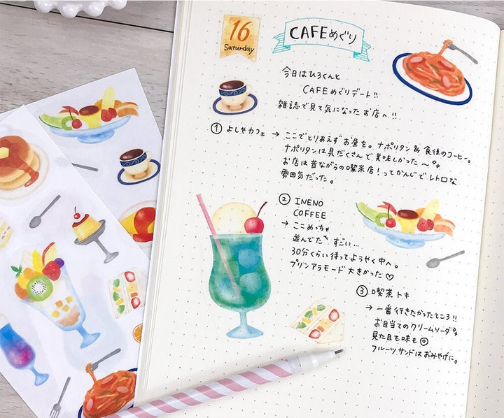 貼紙｜PINE BOOK｜食物大貼紙系列(2張)【咖啡室美食款】 -  貼紙 - Geeky Geek Hong Kong