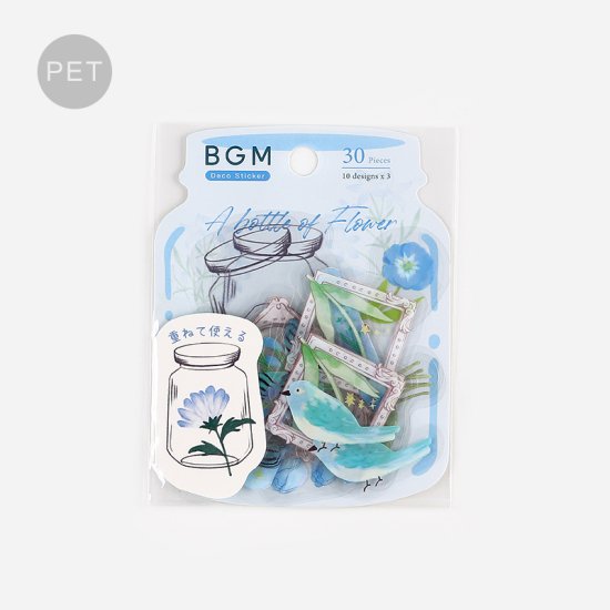 貼紙包｜BGM｜一樽花朵透明PET貼紙包 (30枚)【藍色款】 - Geeky Geek Hong Kong