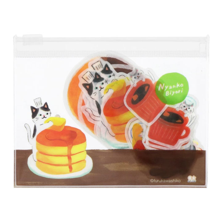 貼紙包｜SUN-STAR｜貓咪日和和紙貼紙包附圖案PVC夾鏈袋 (22枚)【洋食甜點款】 - Geeky Geek Hong Kong